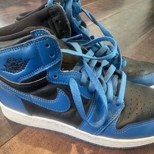 Air Jordan Black and Blue High-Top Sneakers